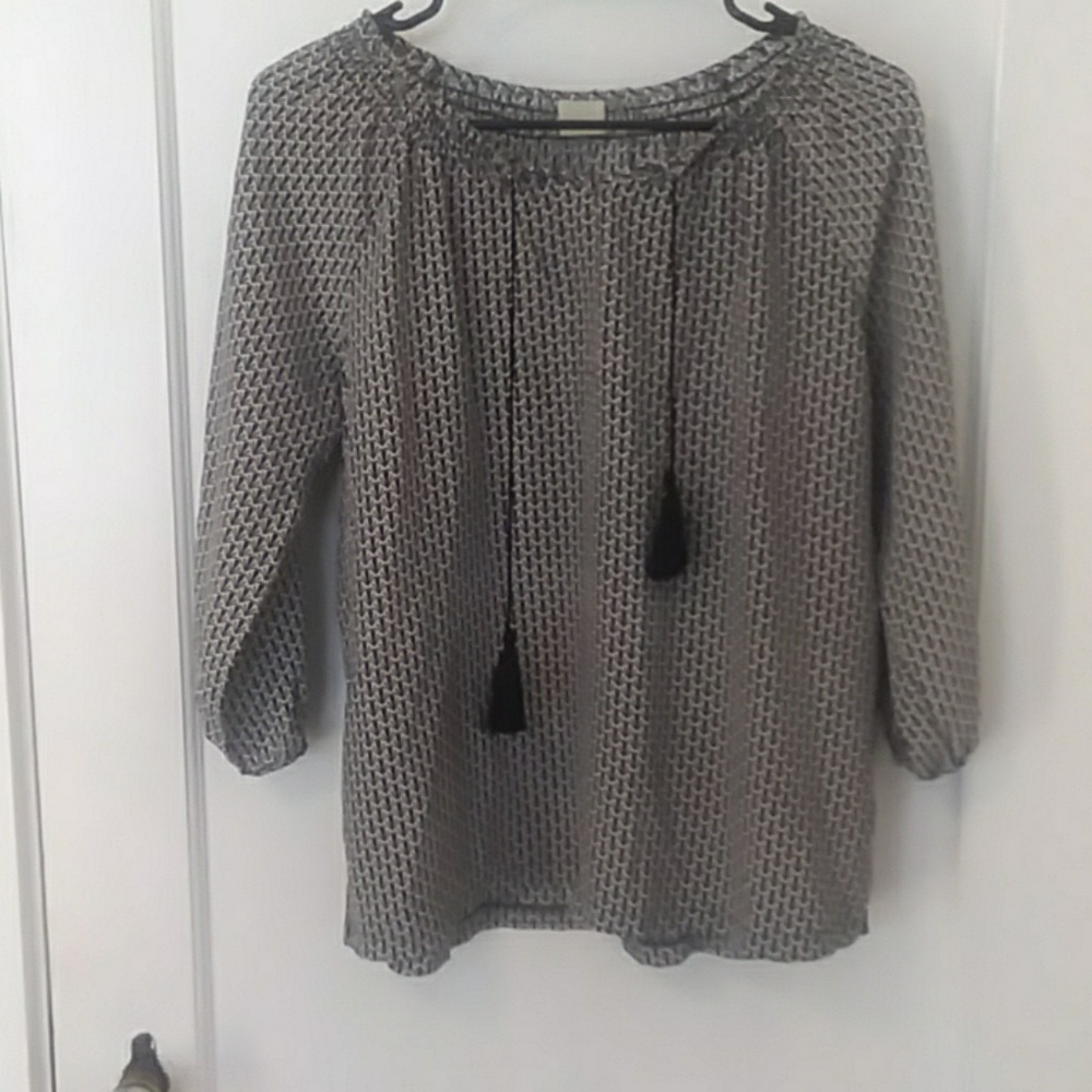 Ecru | 100% Silk Patterned Blouse